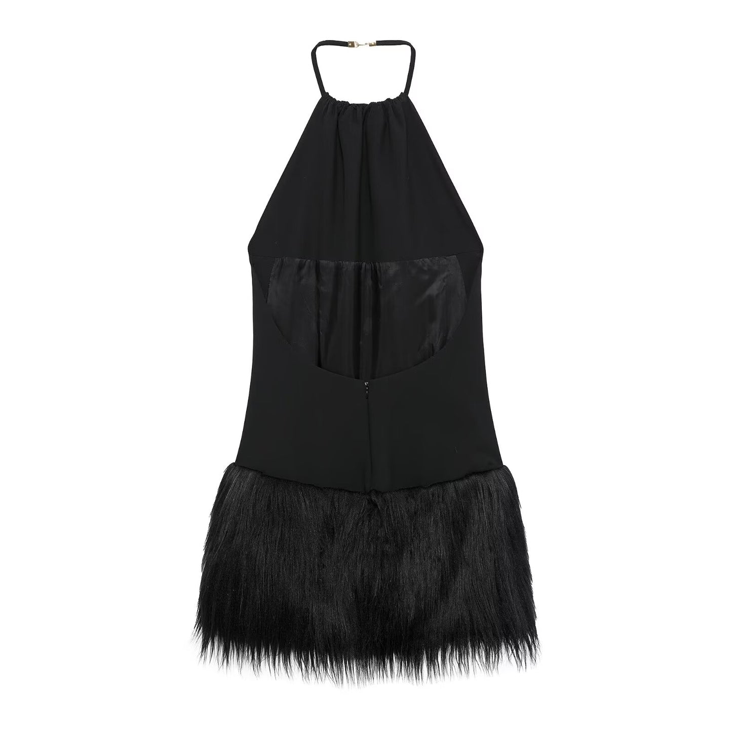 Vestido francés sencillo con efecto de piel para mujer