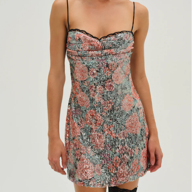 Vestido sexy de verano con lentejuelas rosas y tirantes finos para mujer y niña, vestido corto ajustado con cintura cruzada.