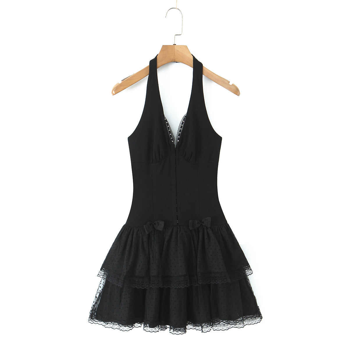 Women Clothing Summer Pure Sweet Spicy Bow Bandage Fairy Spaghetti Strap Dress