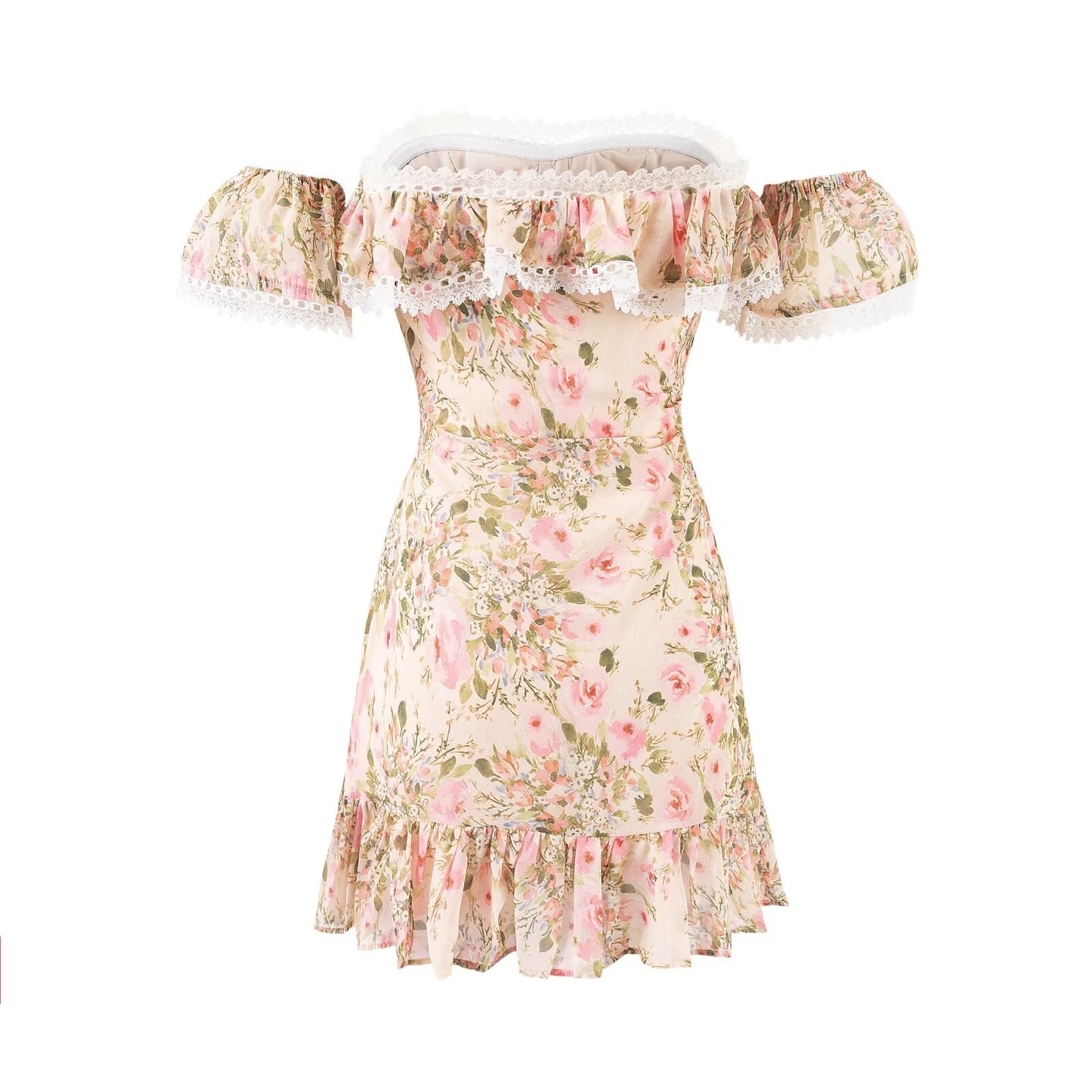 Summer Pure Lace Floral Slim Fitting Hip Dress