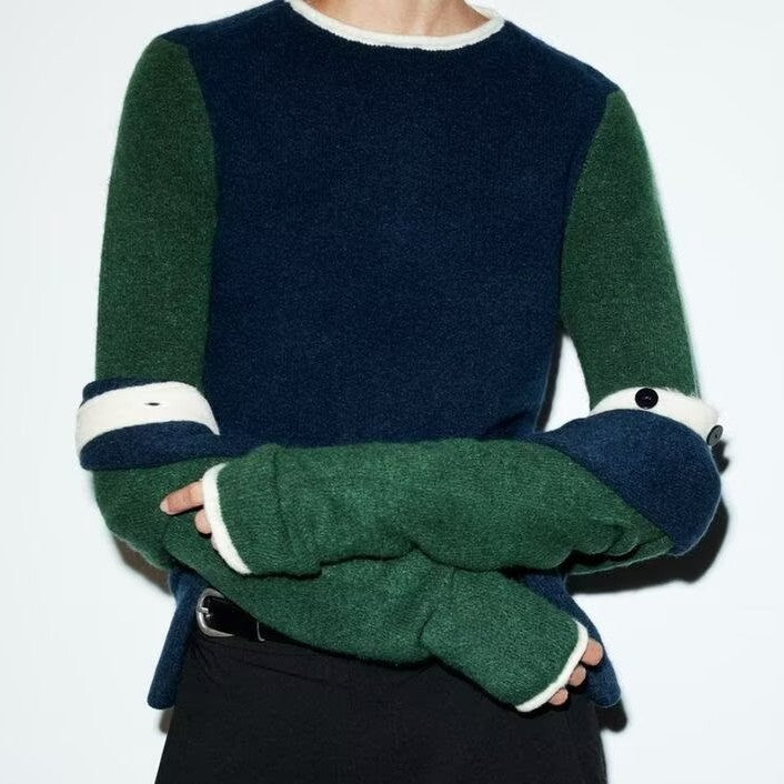 Women Wear Casual Loose Contrast Color Knitwear