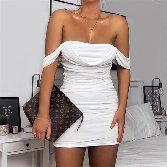 Vestido Bandeau sexy sin espalda para mujer, vestido plisado de malla con cuello descubierto