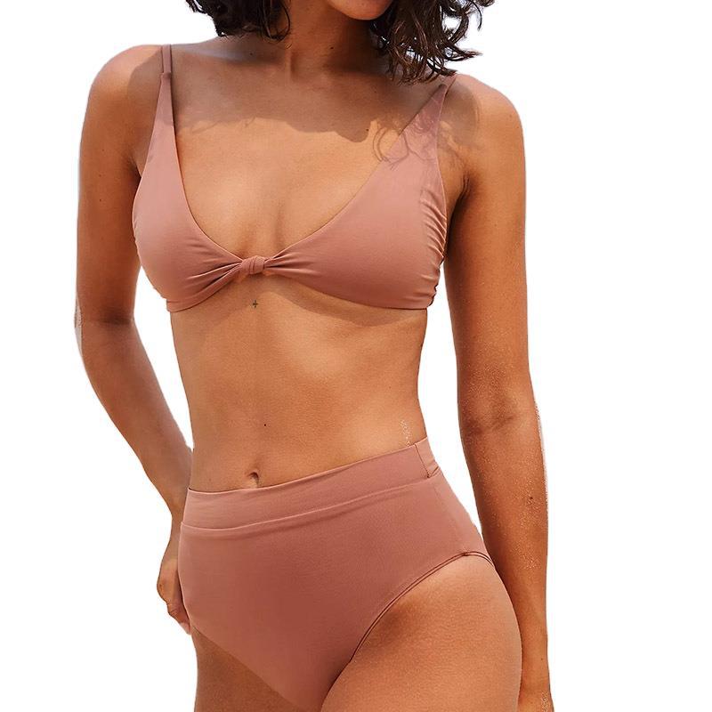 Swimsuit Sexy Solid Color Backless Triangle Slim Bikini