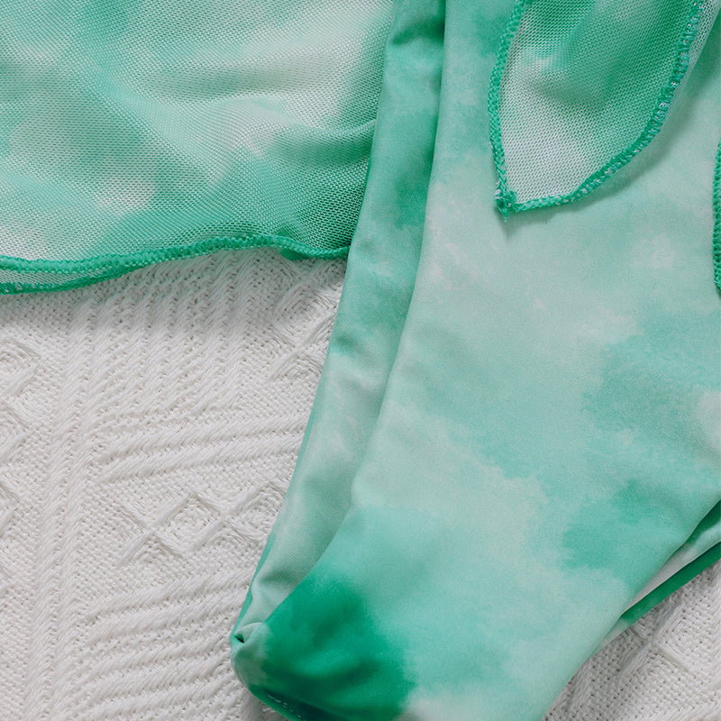 Traje de baño con falda para mujer, traje de baño con teñido anudado, bikini de corte alto con volantes, traje de baño para mujer, traje de baño con cuello halter, traje de baño con nudo