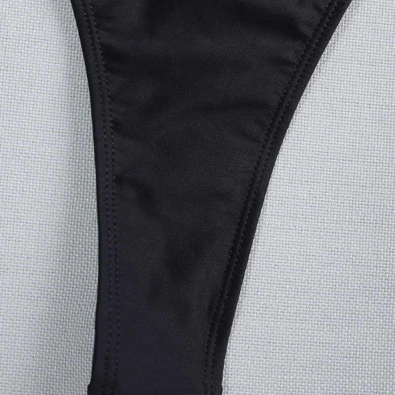 Conjunto de 3 piezas negro Traje de baño de cuello alto Traje de baño de mujer Traje de baño de mujer Faldas Bikini Traje de baño de triángulo halter