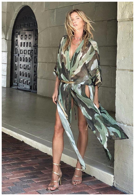 Summer Printing plus Size Sun Protection Beach Loose Vacation Chiffon Cardigan for Women