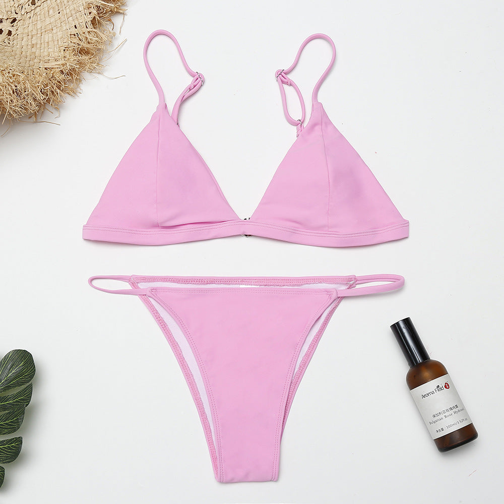 Bikini rosa sexy para mujer, traje de baño separado, bikini