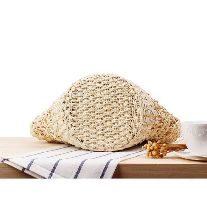 Bolsa de playa tejida con recortes, bufanda de seda, bolso de paja fresca, bolso informal para fotografía de vacaciones