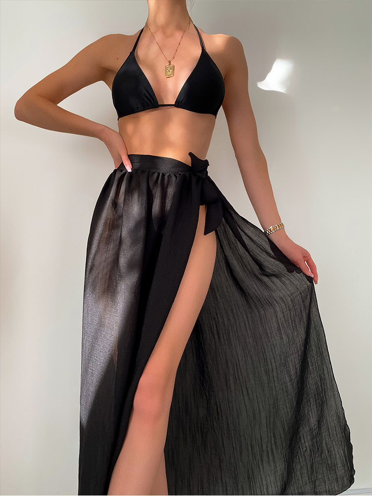 Traje de baño de tres piezas con tanga sexy para mujer, traje de baño triangular