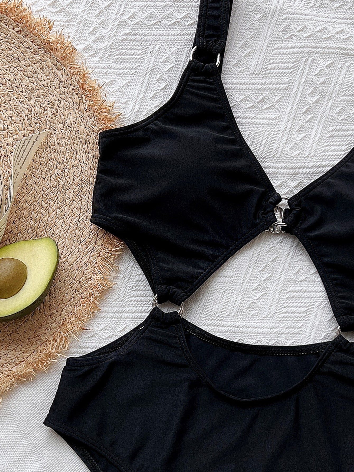 Traje de baño de una pieza con anillo de acero grande y sexy para mujer