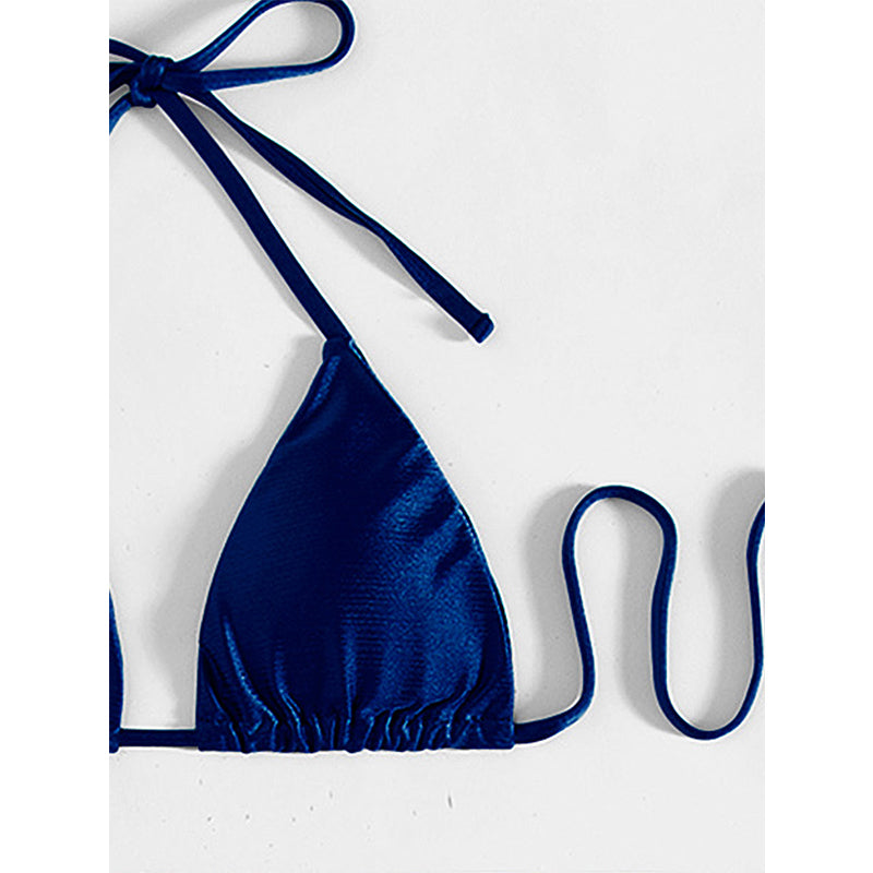 Bikinis Halter Traje de baño de triángulo sólido Traje de baño de mujer Falda de corte alto Traje de baño Conjunto Biquinis Femenino Trajes
