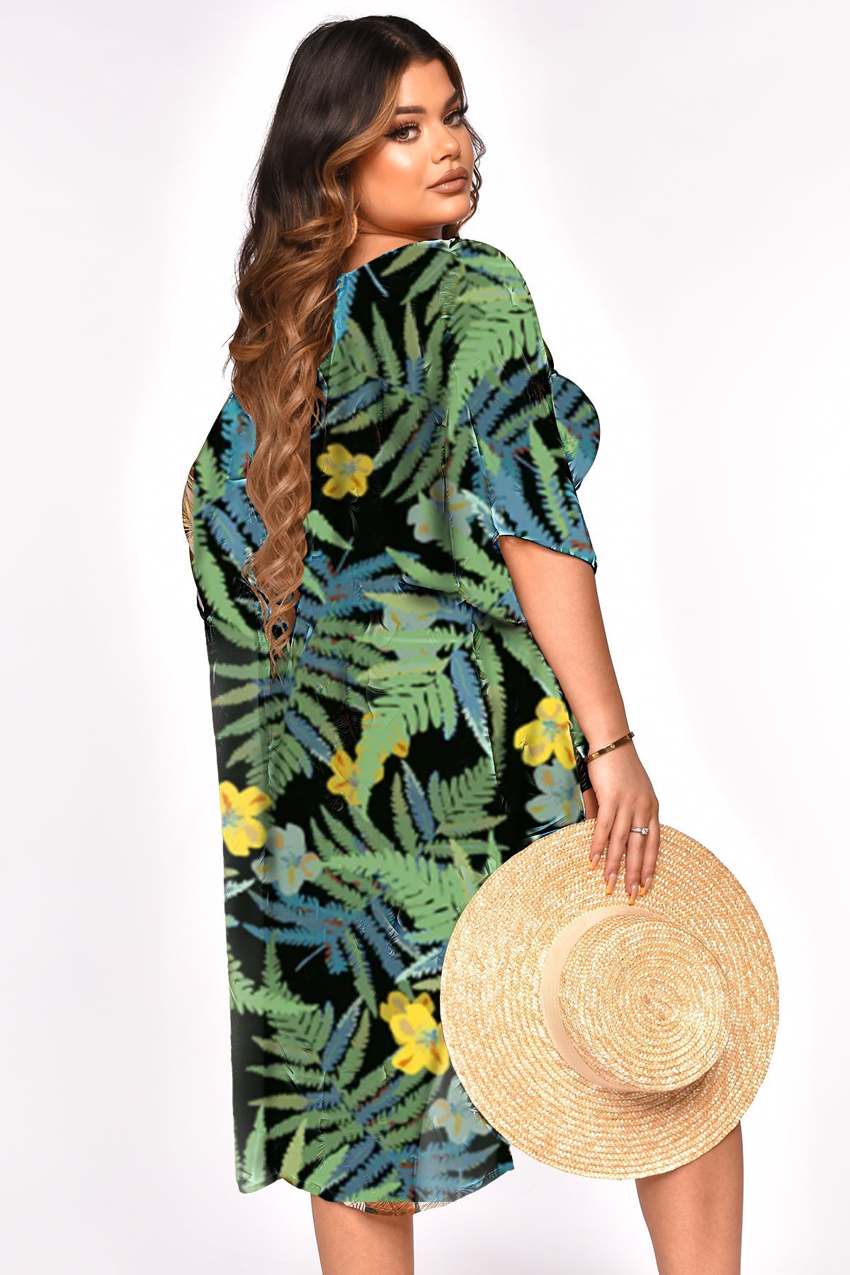 Women Clothing Tube Top Shorts Printed Fashionable Chiffon Outerwear Shirt Swimsuit Three-Piece Suit