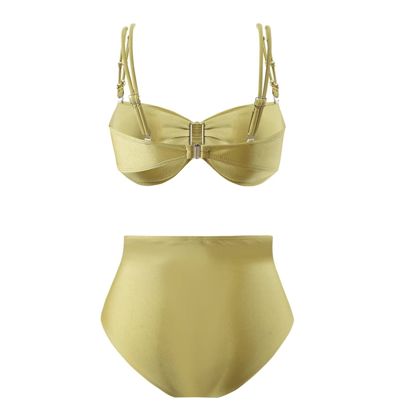 Traje de baño de bikini de tres piezas dividido para mujer, traje de baño adelgazante, falda de nailon