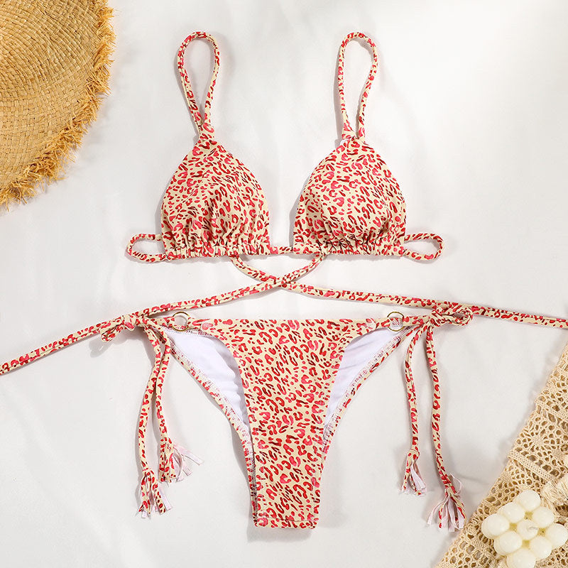 Traje de baño sexy dividido para mujer, bikini de nailon con banda de color sólido