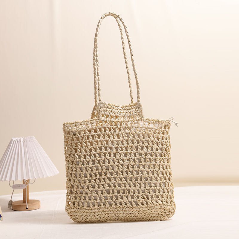 Bolso de paja con un solo hombro, hueco y recortado, diseño de interés especial, bolso de paja tejido, bolso de playa para vacaciones, bolso de mujer