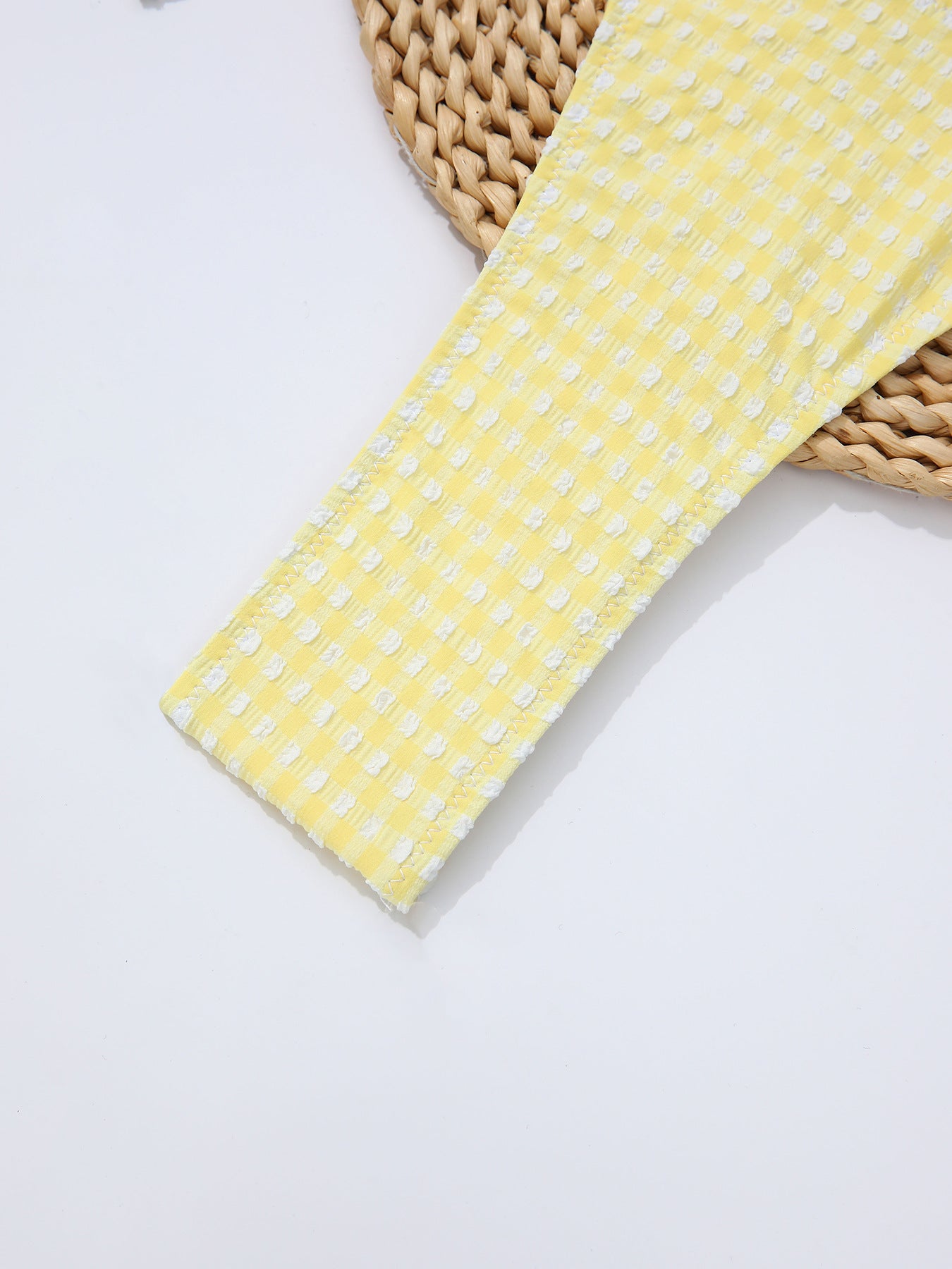 Fresh Yellow Plaid Daisy Split Bikini Swimsuit CSC