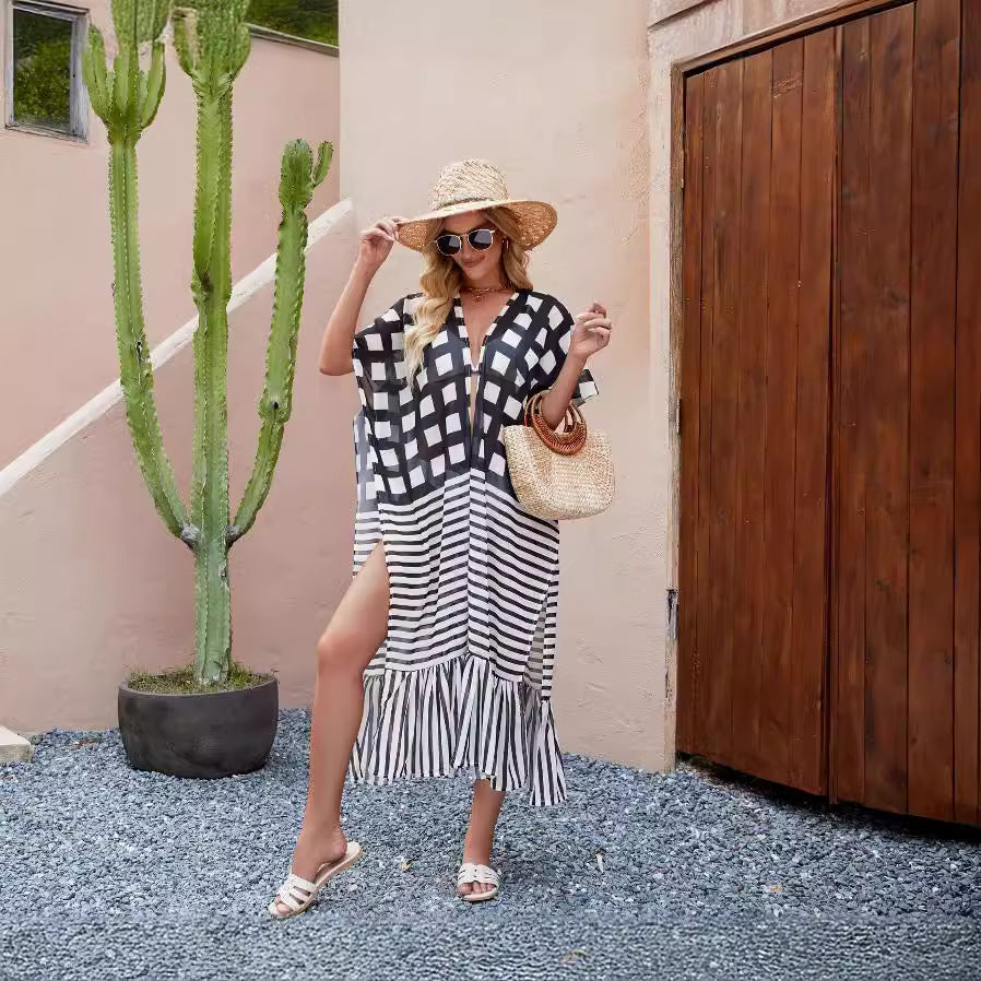 Blusa de viaje al extranjero para vacaciones, protección solar, chal largo, fina, para primavera y verano, para mujer