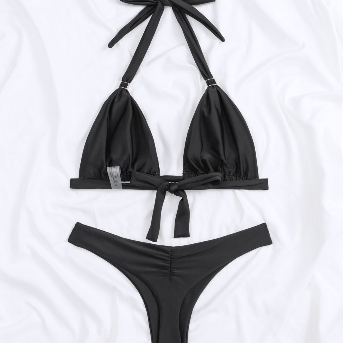 Bikini de color sólido atado en forma de T bikini sexy dividido traje de baño traje de baño