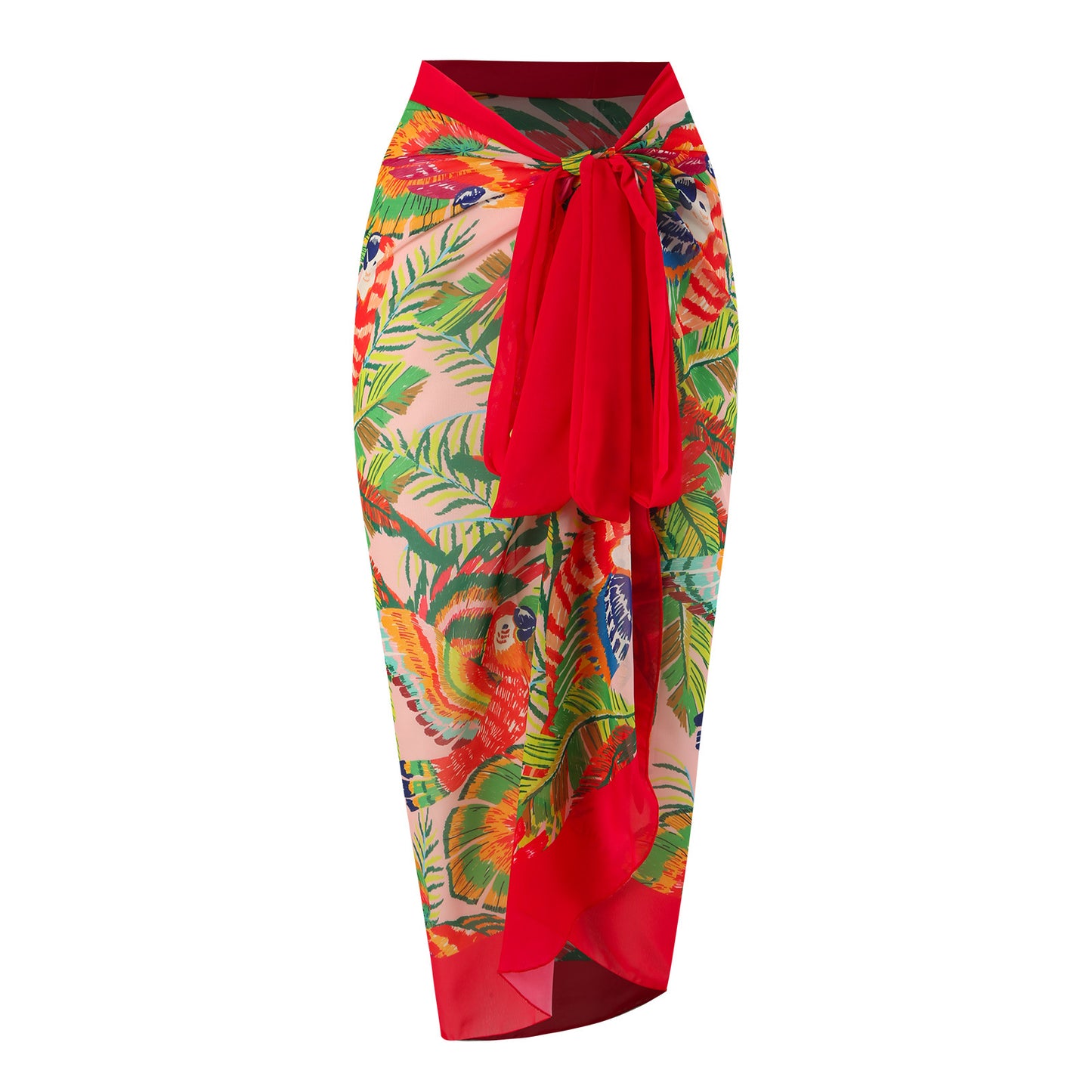 Red Bird Wrap Skirt