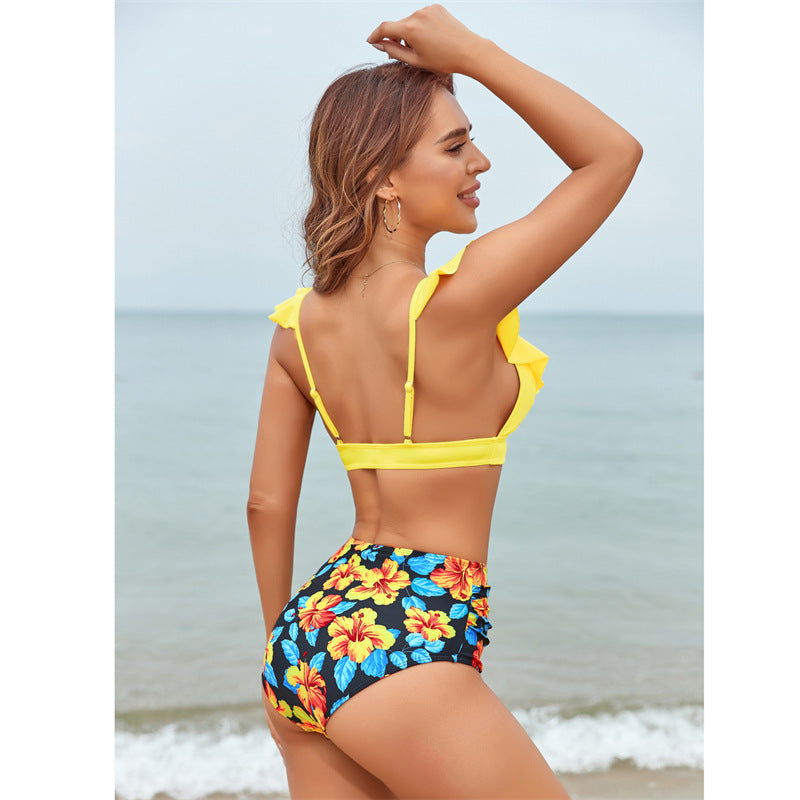 Bikini de cintura alta para mujer, traje de baño sexy con vuelo.