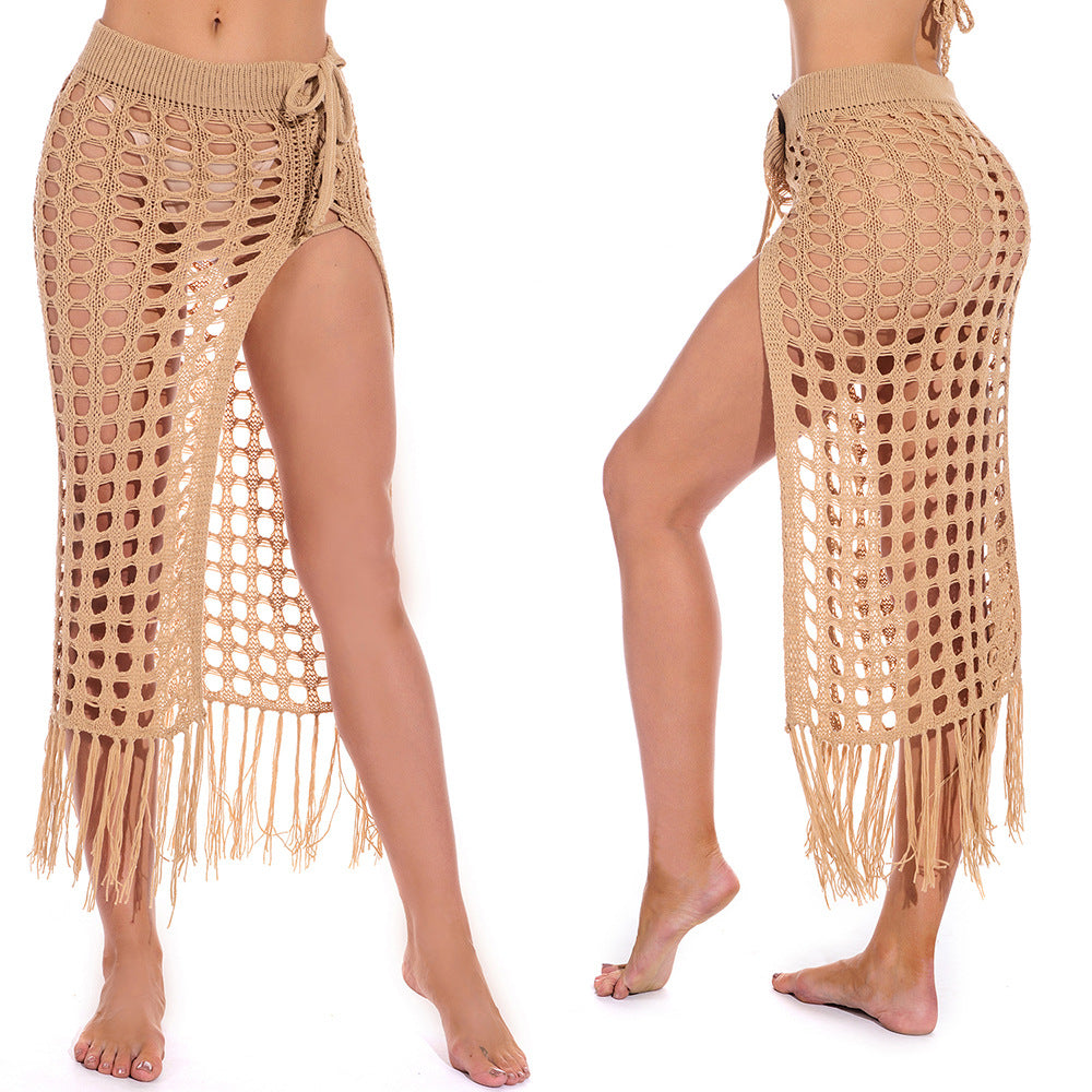 Falda de punto transparente para mujer con protección solar para playa