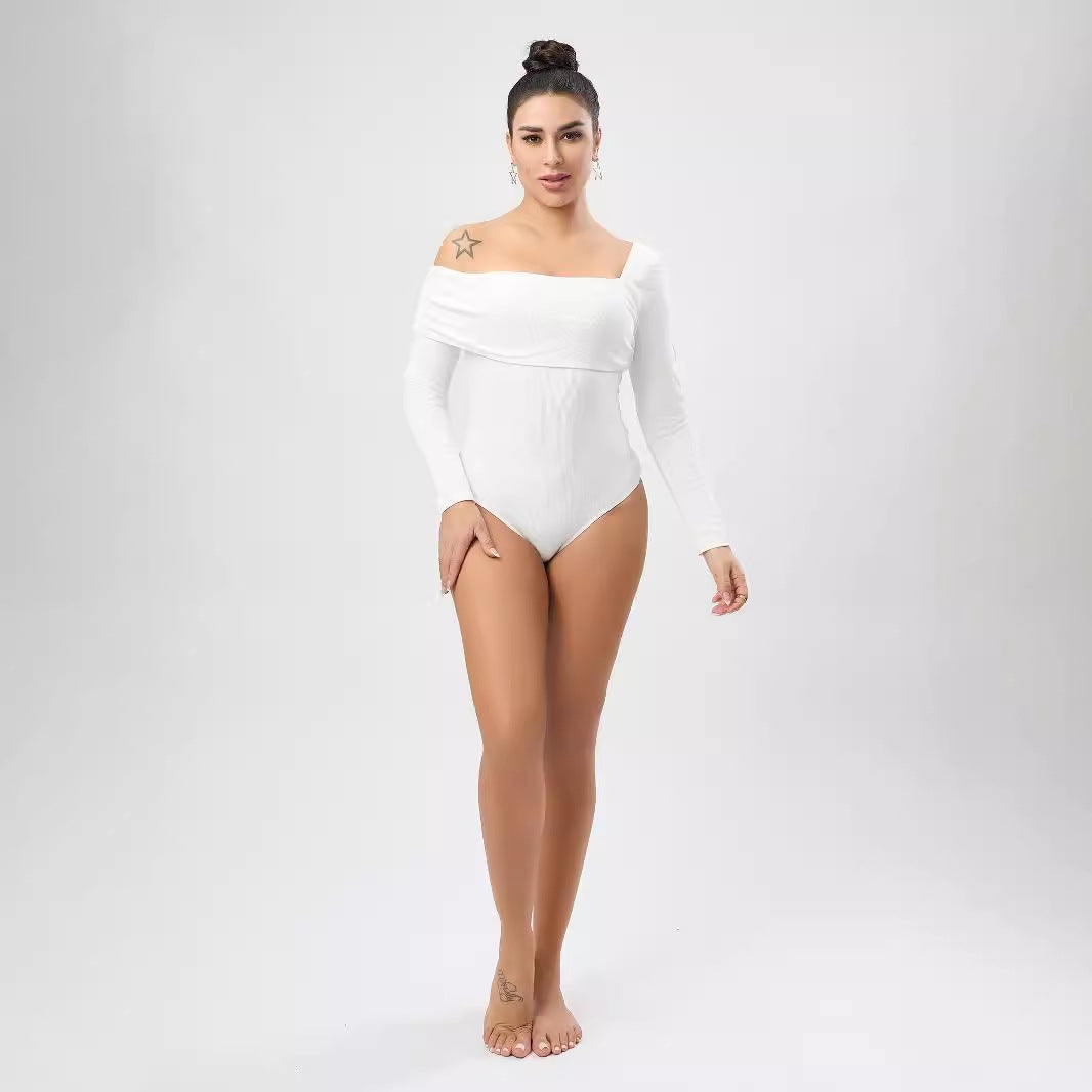 White Outerwear Jumpsuit Women Design Single Shoulder Top Women Autumn