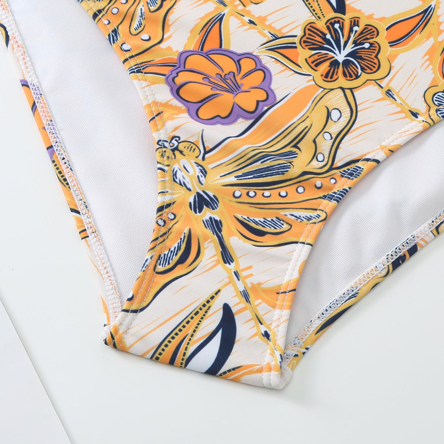 Traje de baño de una pieza con borde volador para mujer, estilo retro, para adelgazar el vientre, vestido de playa de gasa.