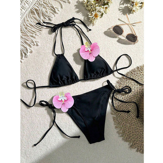 Bikini Bikini Lady Sexy Lacet Trois Points Floral Split Maillot de Bain
