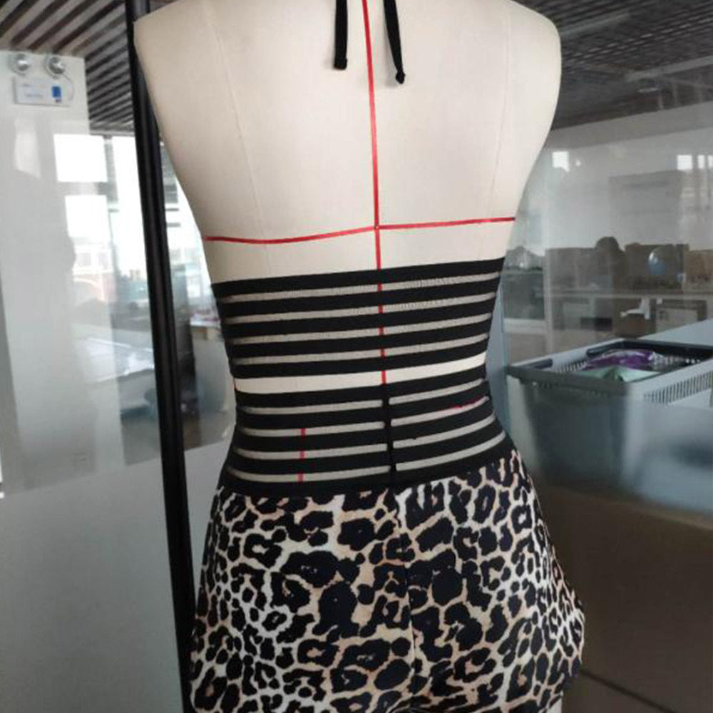 Bikini sexy con estampado de leopardo y cintura alta para mujer, traje de baño separado