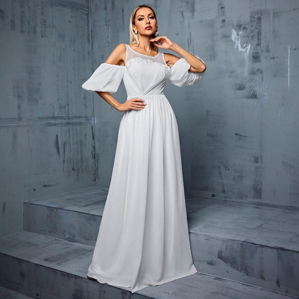 Ball Gown Half Sleeve Slim Fit Cocktail Dress Annual Meeting Host Dress