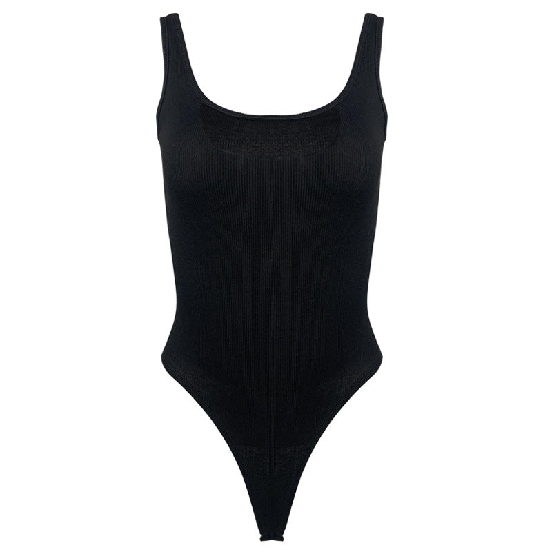 Summer Women Clothing Simple Sleeveless Top Backless Tight Vest Bodysuit