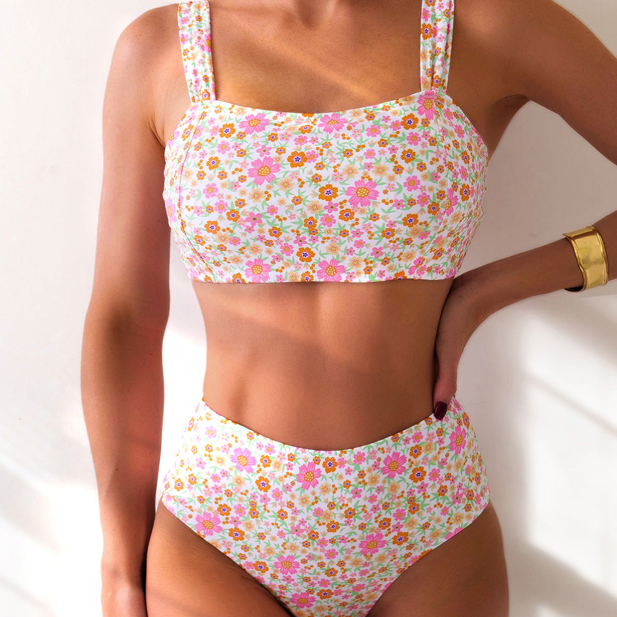 Maillot de bain sexy taille haute à imprimé floral pour femme