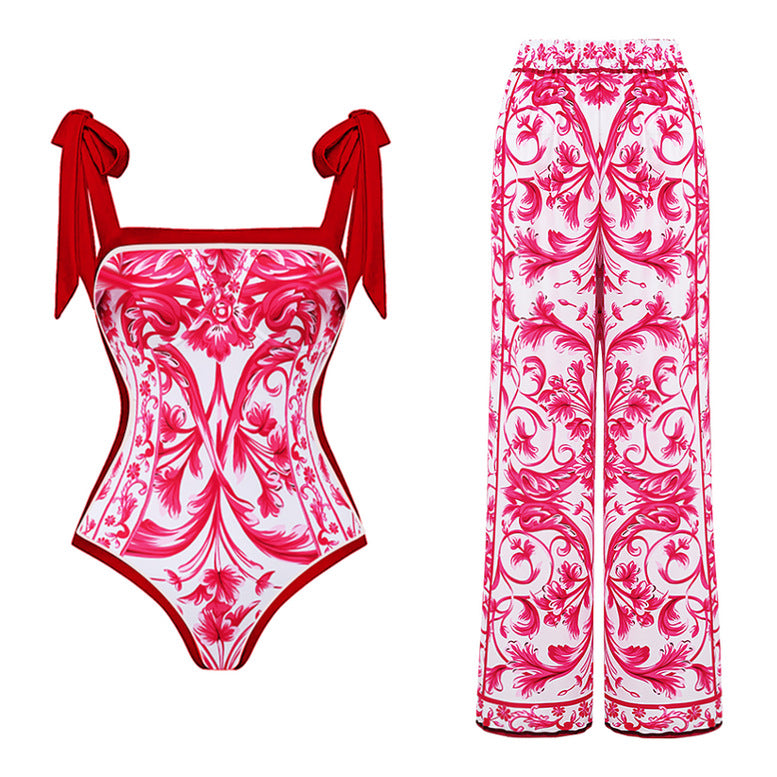 Traje de baño sexy de doble cara para mujer, traje de baño conservador para vacaciones de primavera, conjunto de falda cruzada