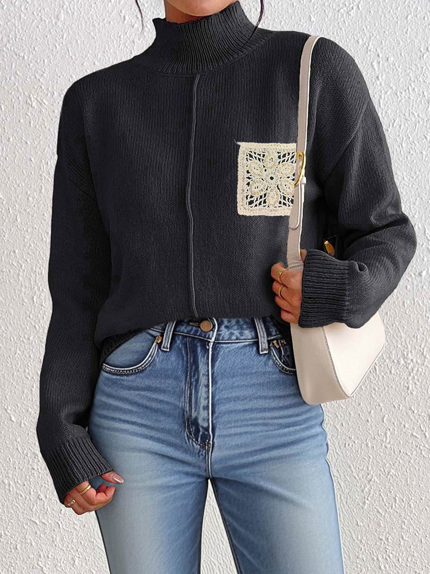 Black Top with Apricot Pockets