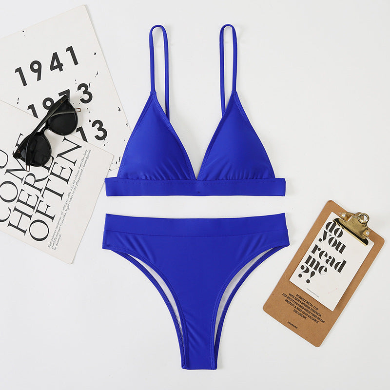 Traje de baño de playa multicolor con tirantes finos y espalda descubierta para mujer