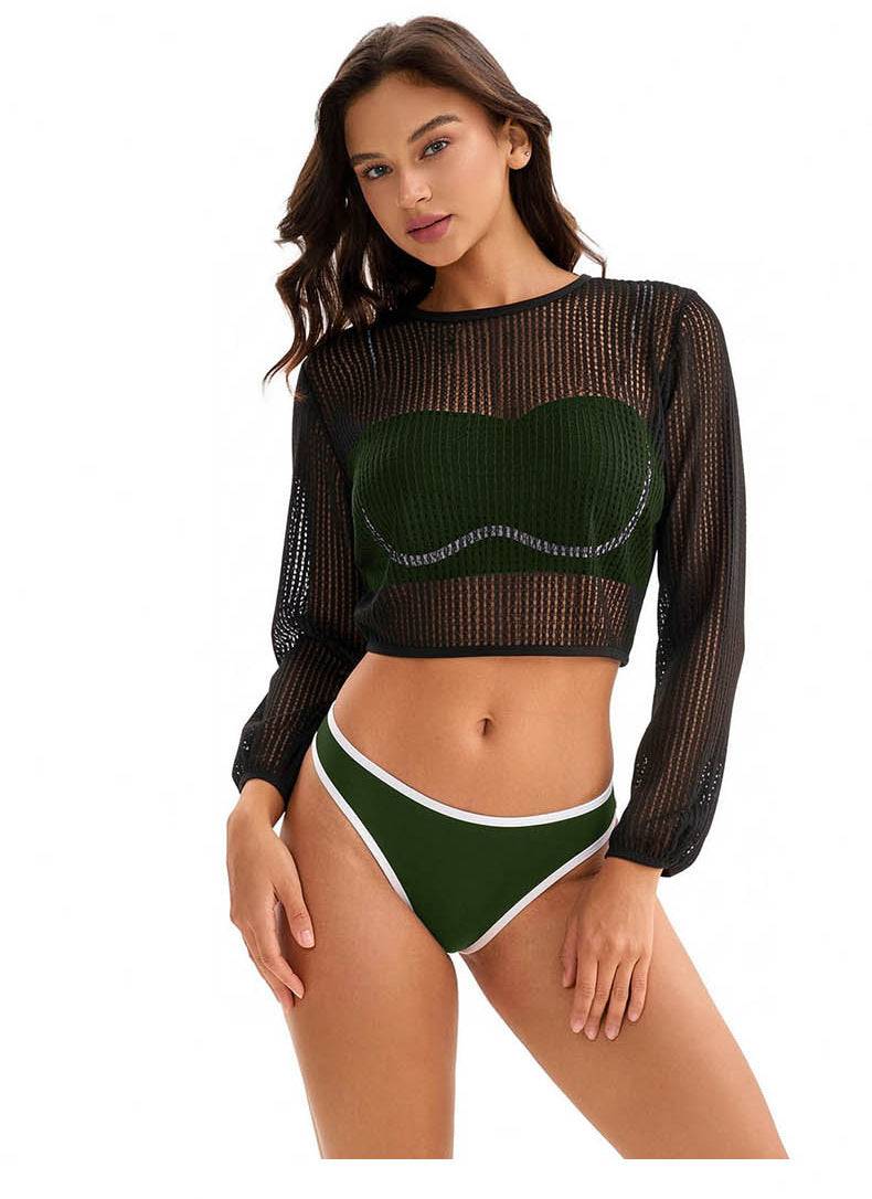 Arrival Bikini Swimsuit Women Sexy Three Piece Sets Long Sleeved Blouse Bianco