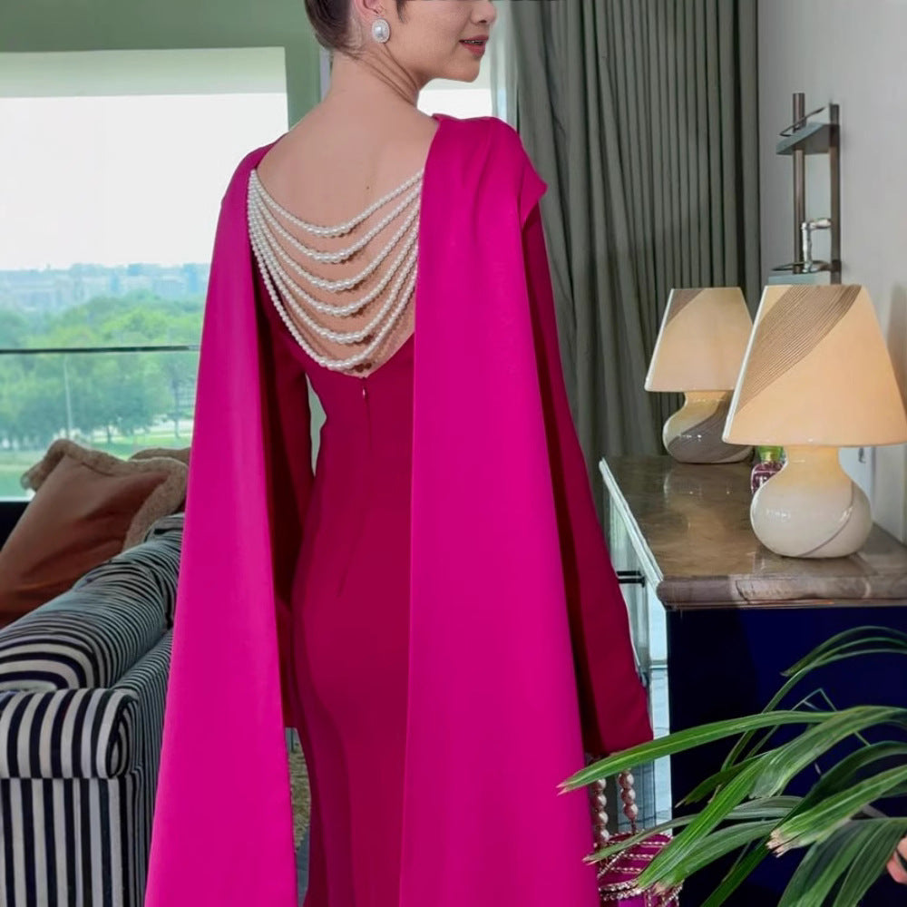 Women Clothing Spring Sexy Sheath Shawl Ribbon Evening Dress