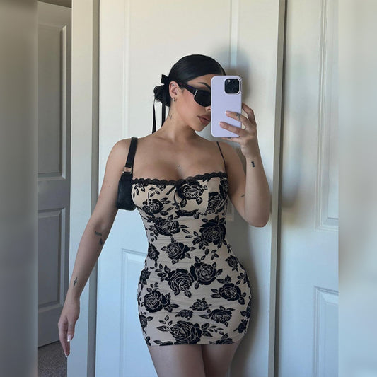 Vestido tubo ajustado con tirantes y espalda descubierta para mujer, de primavera