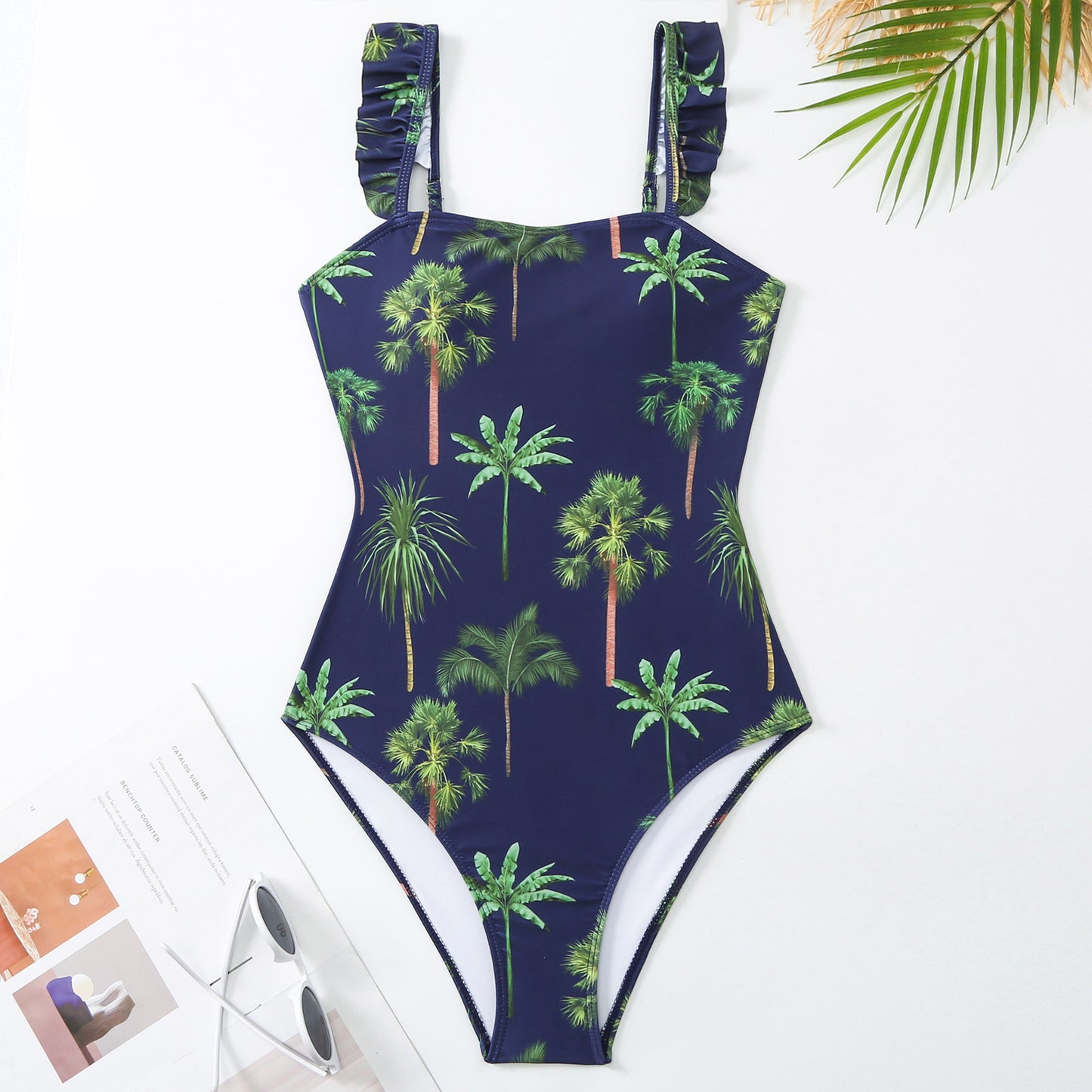 Traje de baño de una pieza estampado para mujer, estilo europeo francés, estilo retro, que cubre el vientre fino.