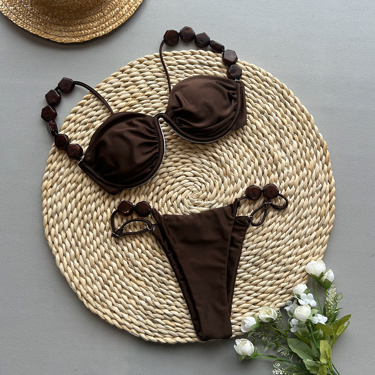 Bikini sexy con soporte de acero dividido para mujer, traje de baño para mujer