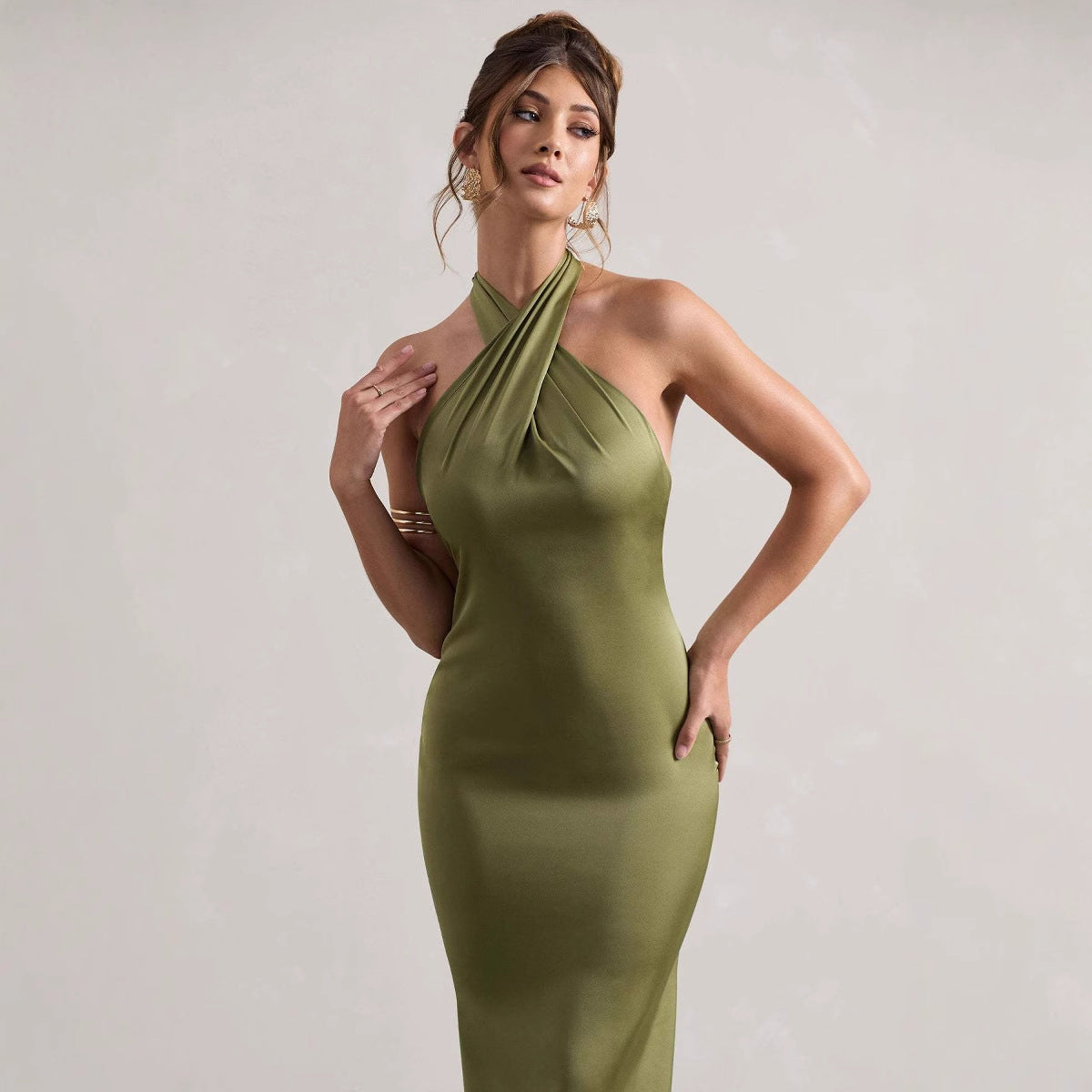 Halter Evening Dress Elegant Slim Dress Cocktail Party Dress