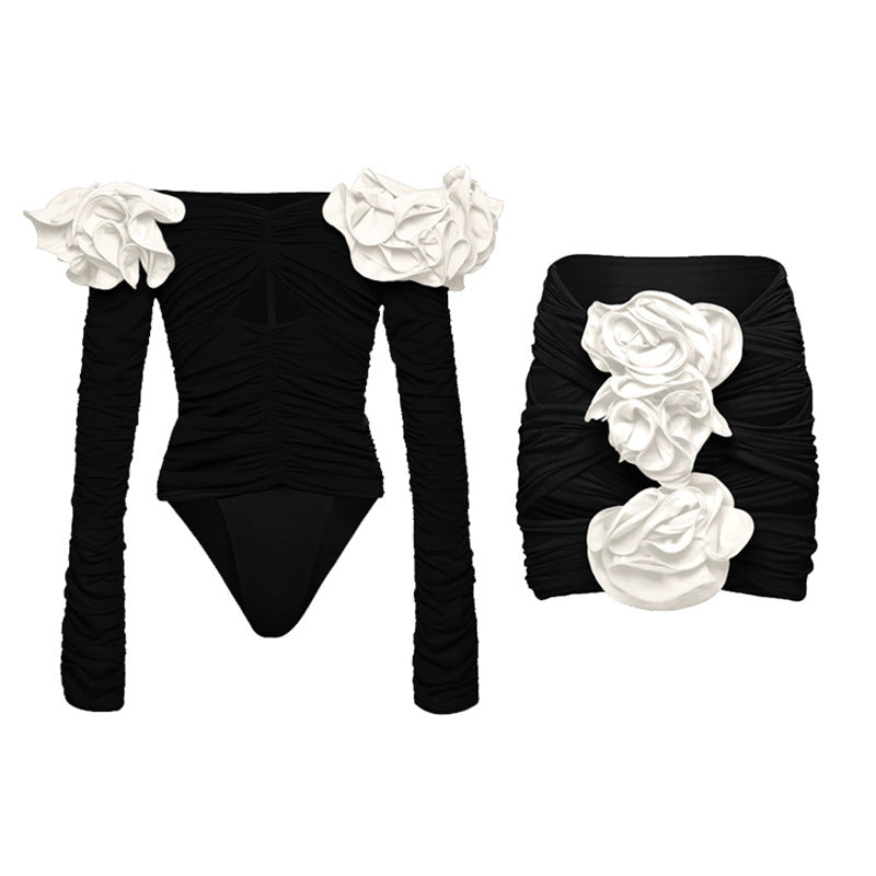 Black and White Long-Sleeve Suit