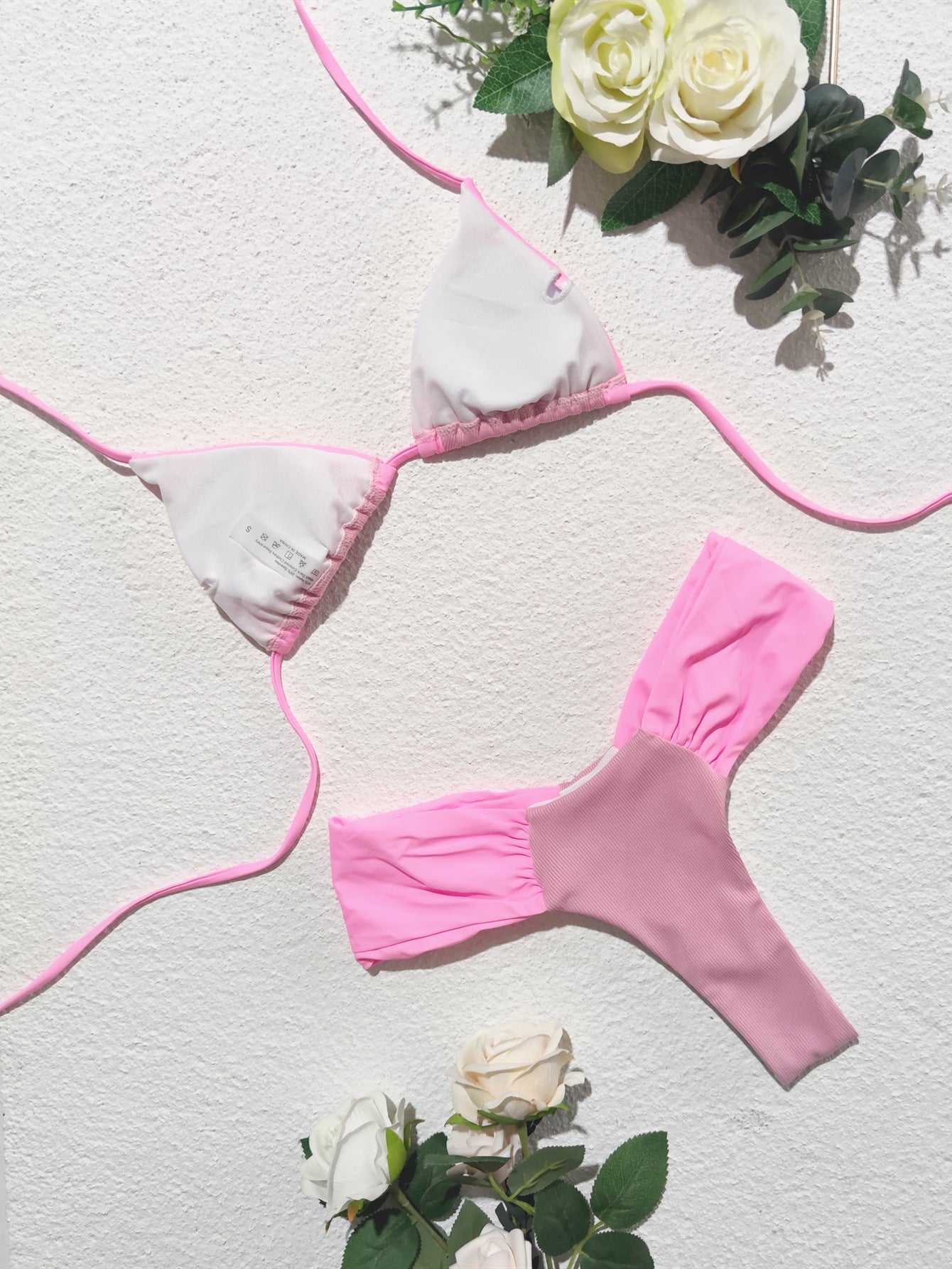 Traje de baño de bikini con costuras, traje de baño dividido, traje de baño atado para mujer, bikini sexy