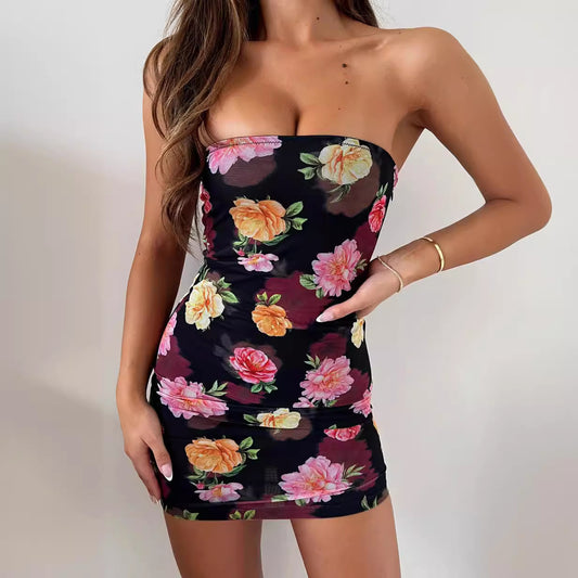Ropa de mujer, vestido tubo sexy de verano con cintura ceñida, vestido ajustado para discoteca.