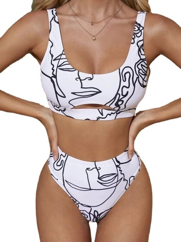 New Sexy High Waist Print Bikini Women Swimsuit