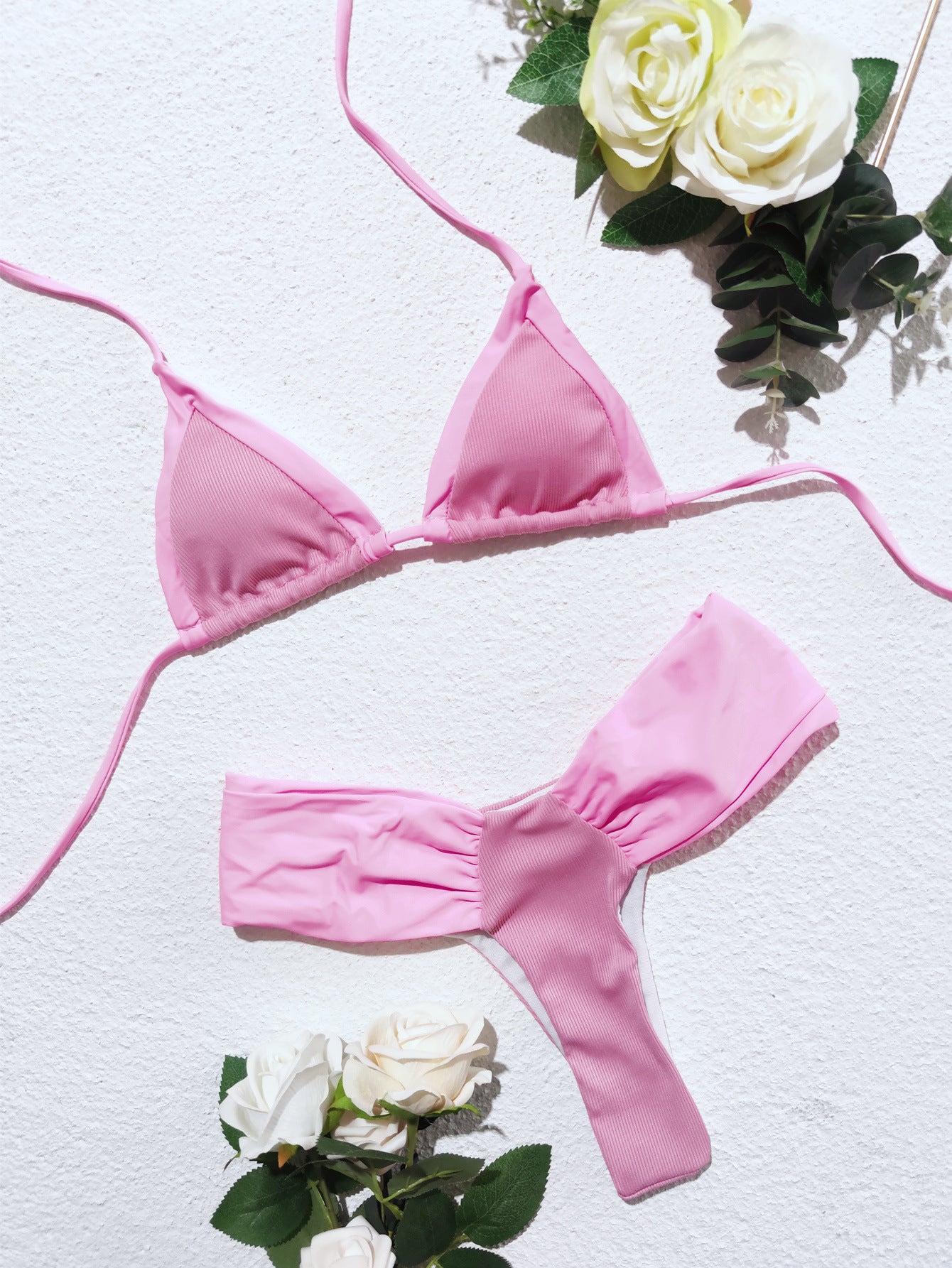 Traje de baño de bikini con costuras, traje de baño dividido, traje de baño atado para mujer, bikini sexy