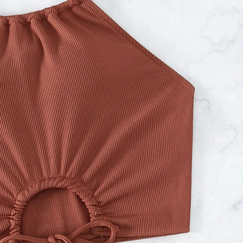 Traje de baño de dos piezas con estampado de leopardo para mujer, estilo bóxer deportivo para playa