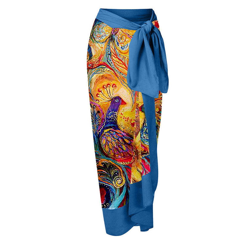 Blue Peacock Wrap Skirt