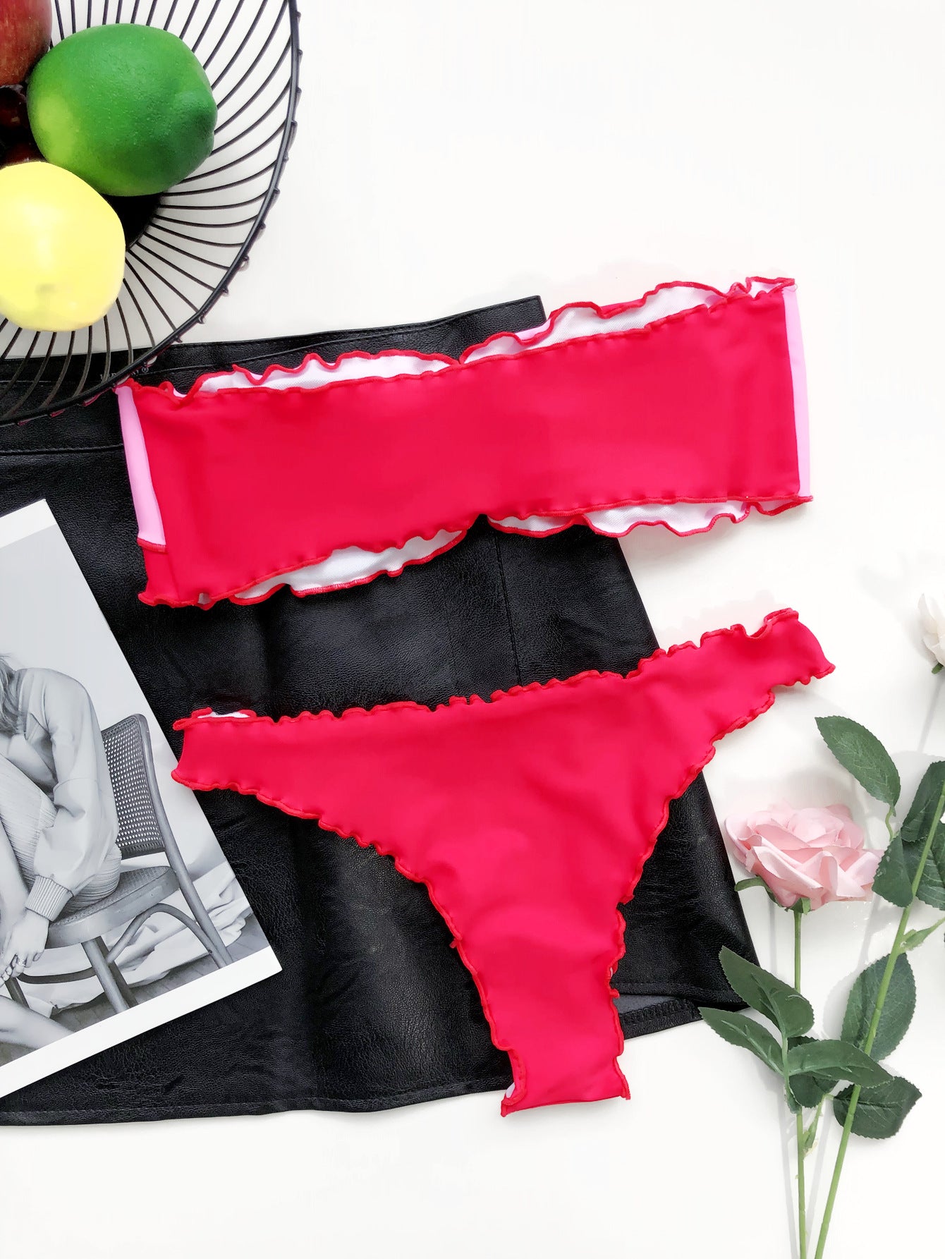 Traje de baño bikini sexy de patchwork con escote en el pecho