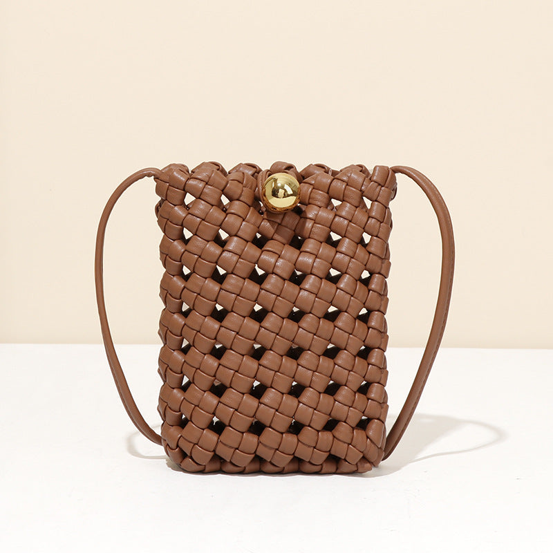 Bolso bandolera Maillard para teléfono móvil, pequeño, compacto, tejido a mano, con hebilla dorada, cuadrado, para exportación